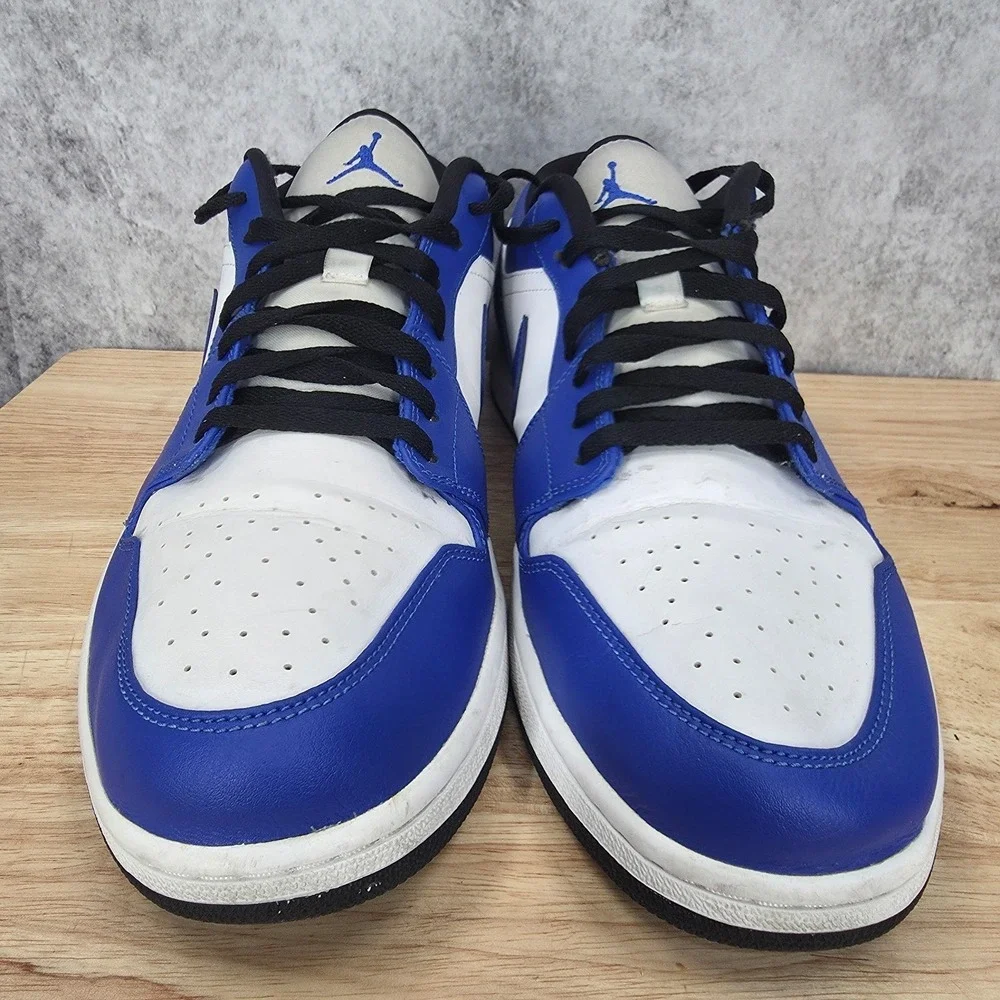 Jordan 1 Low Men Size 14 Hyper Royal White Black Retro Basketball Shoes 553558